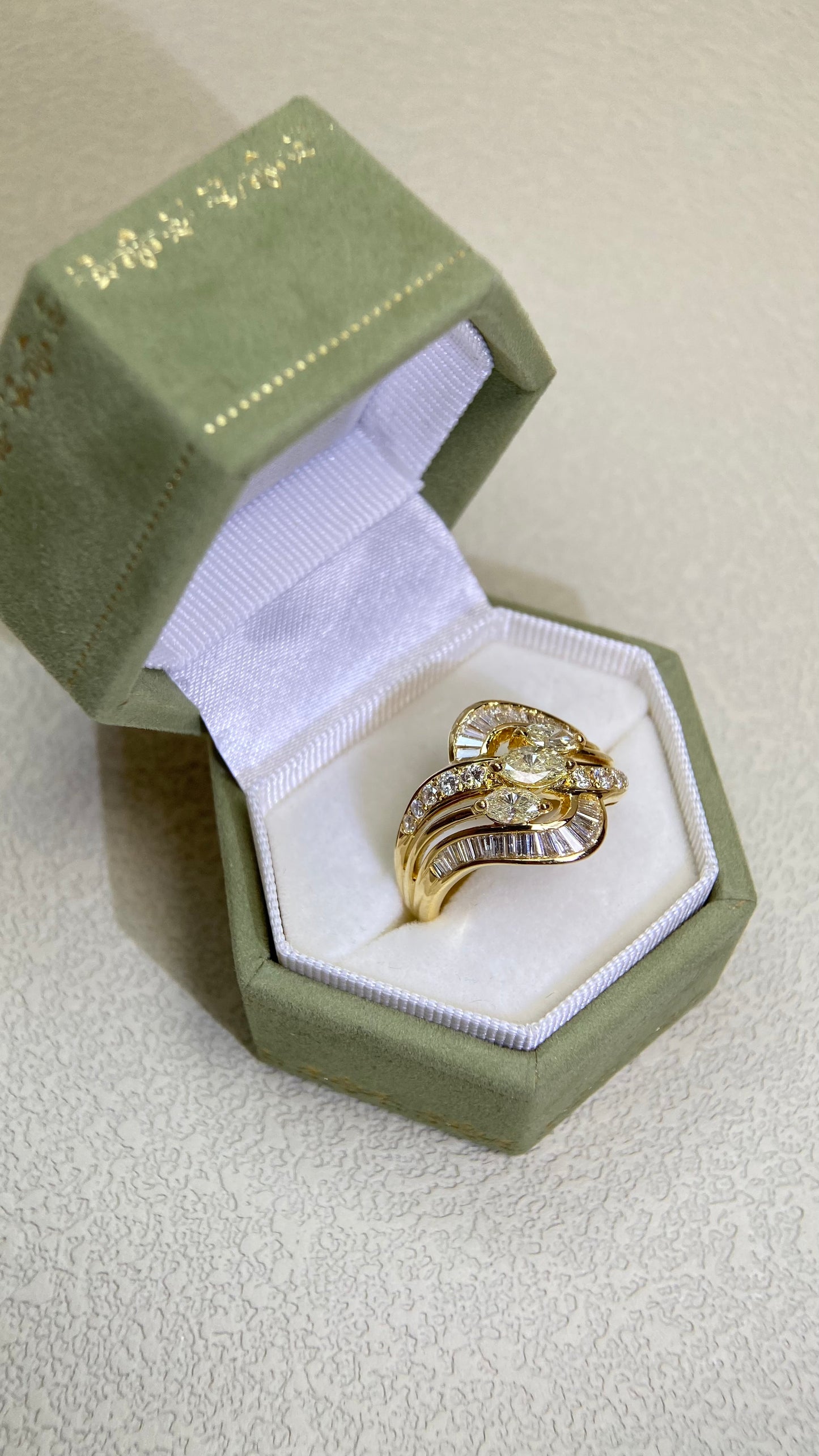 K18 Gold&Diamond Ring | Diamond 0.73ct | Diamond 0.61ct | Japanese Vintage Estate Jewelry-BQZY