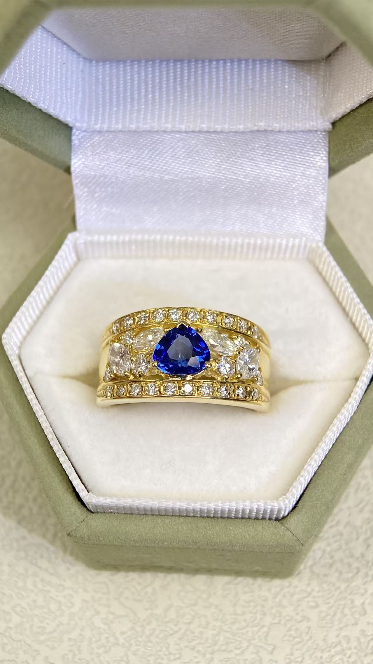 18K Gold &Sapphire&Diamond Ring| Sapphire：0.80ct | Diamonds：0.87ct | Japanese Vintage Estate Jewelry -BSLX3133