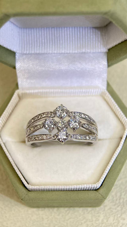 K18 White Gold&Diamond Ring| Diamonds:1.00ct | Japanese Vintage Estate Jewelry -BSLO3305