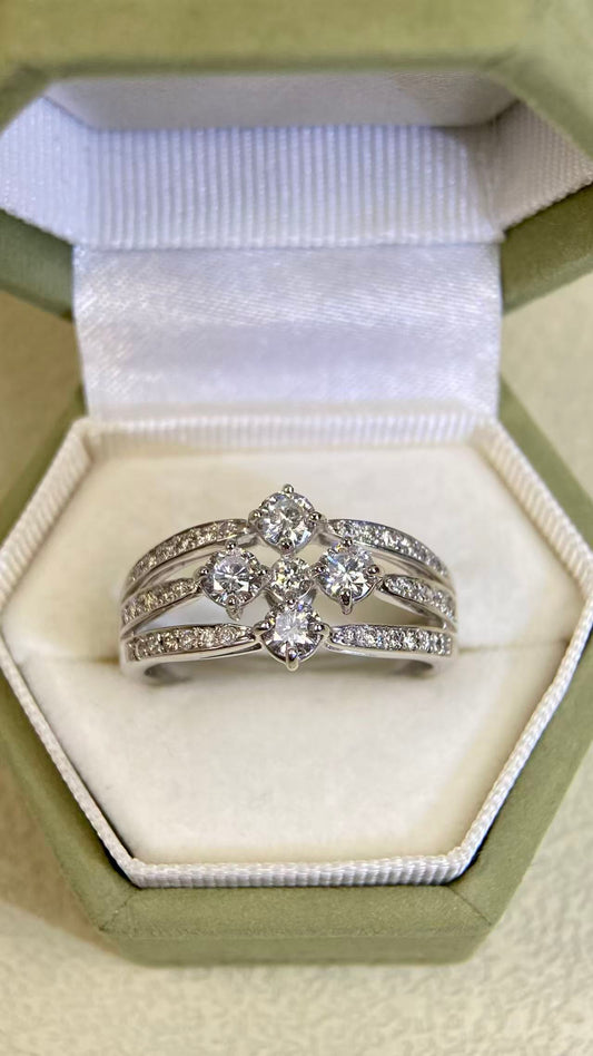 K18 White Gold&Diamond Ring| Diamonds:1.00ct | Japanese Vintage Estate Jewelry -BSLO3305
