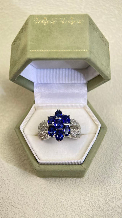 750‰ Gold（18K Gold ）&Sapphire&Diamond Ring| Sapphires：3.83ct | Diamonds：0.63ct | Japanese Vintage Estate Jewelry -BSLE3114