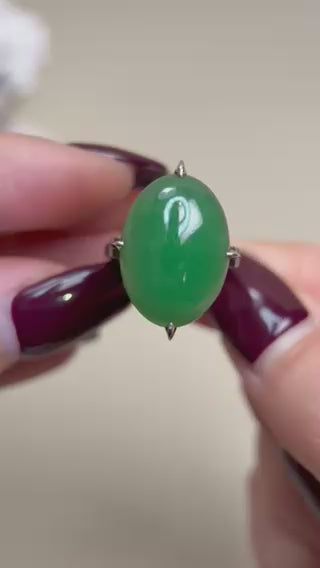 PM900 Platinum&Jadeite Ring | Jadeite |Japanese Vintage Estate Jewelry- BOMF