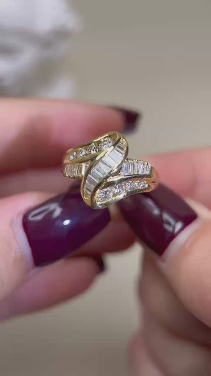 K18 Gold&Diamond Ring | Diamond 1.00ct | Japanese Vintage Estate Jewelry-BQZX