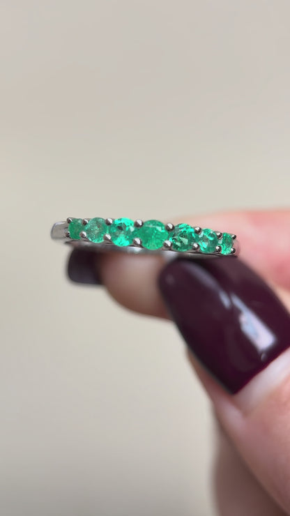 Pt950 プラチナ＆エメラルドリング | エメラルド 0.40ct | 日本製ヴィンテージエステートジュエリー-BMDS