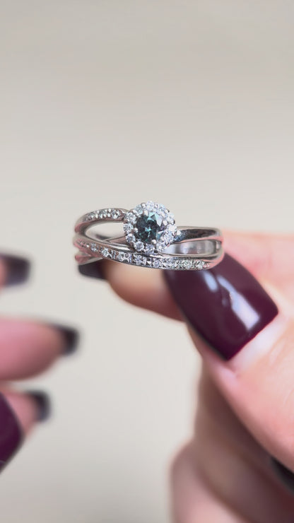Pt900 Platinum&Alexandrite and Diamonds Ring | Alexandrite 0.20ct | Diamond 0.16ct | Change Color | Japanese Vintage Estate Jewelry-BOBC