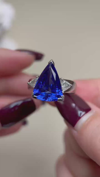 Pt900 Platinum&Tanzanite Ring | Tanzanite 7.09ct | Diamonds 0.48ct | Japanese Vintage Estate Jewelry-BPGB