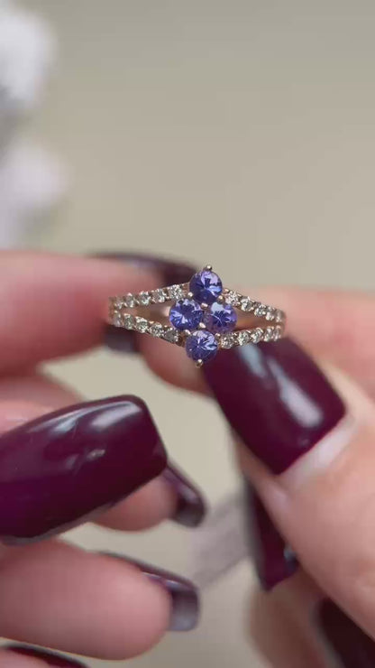 K18 Gold&Tanzanite Ring | Tanzanite 0.65ct | Diamonds 0.25ct | Japanese Vintage Estate Jewelry-BLDN