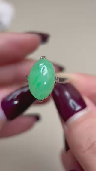 PM プラチナ＆翡翠＆ダイヤモンドリング | 翡翠 7.574カラット | 日本製ヴィンテージエステートジュエリー-BLWP